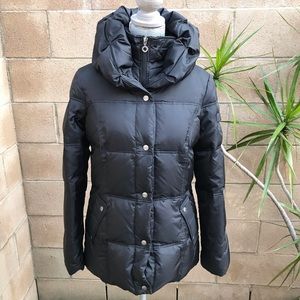 DKNY Black Down Filled Hooded Puffer Coat Medium